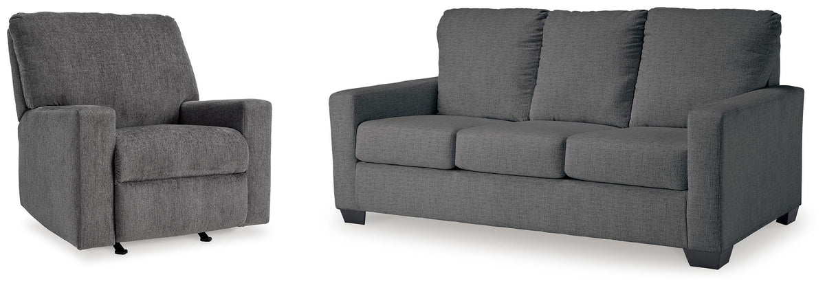 Rannis Full Sofa Sleeper and Recliner - Pewter (1)