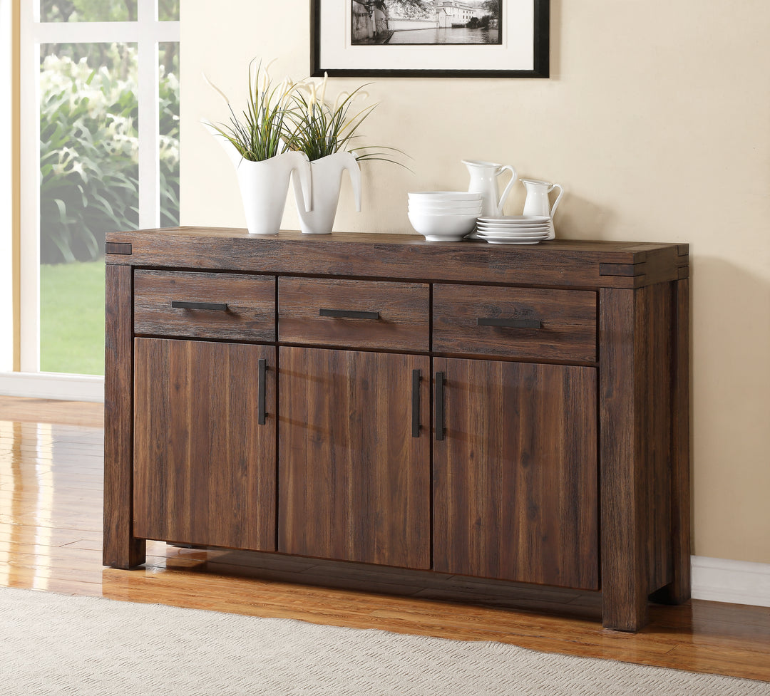Modus Furniture 3F4173 Meadow Three Drawer Three Door Solid Wood Sideboard In Brick Brown