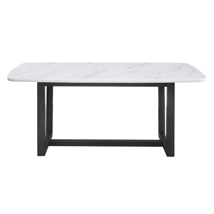 Madan - Dining Table With Marble Top - Marble Top & Weathered Gray