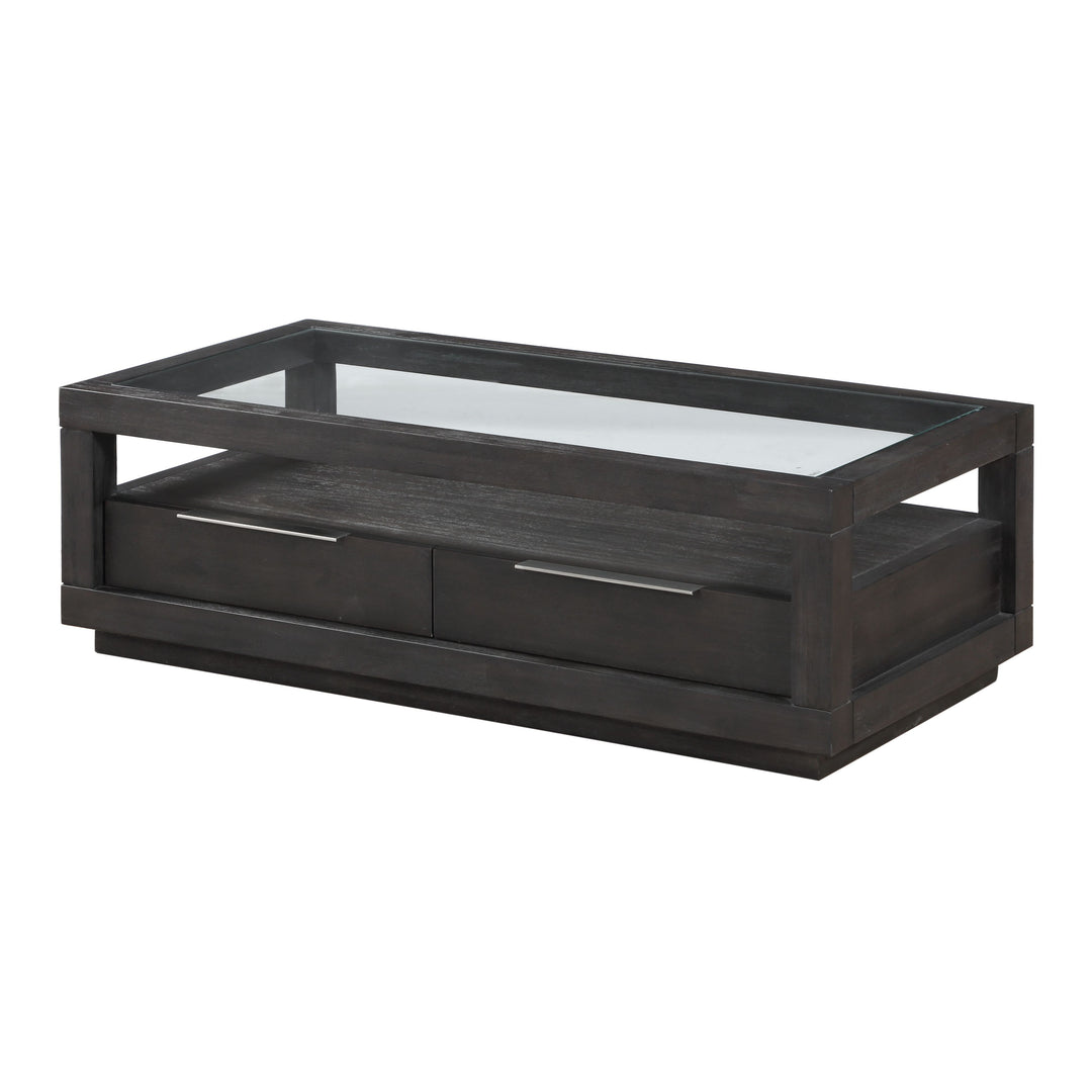 Modus Furniture Azu521 Oxford Two Drawer Rectangular Coffee Table In Basalt Grey