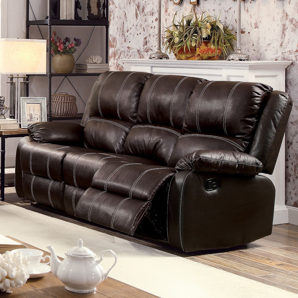 Zuriel - Synthetic Leather Recliner Sofa - Brown