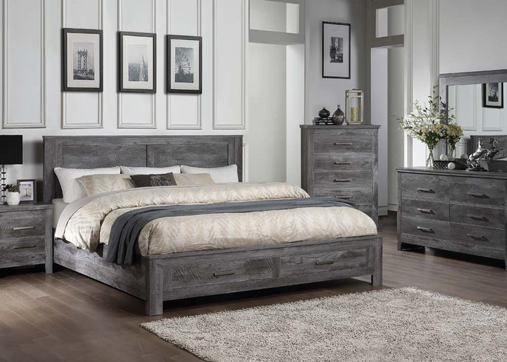 Vidalia - Eastern King Bed With Storage - Rustic Gray Oak