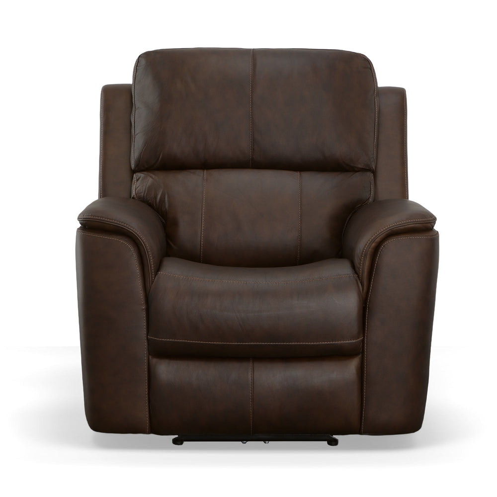 Henry Leather Power Recliner with Power Headrest & Lumbar in Burnt Umber
