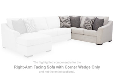 Koralynn Right-Arm Facing Sofa with Corner Wedge - Gray
