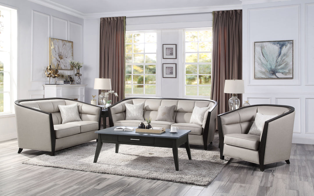 Zemocryss Loveseat with 2 Pillows in Beige Fabric