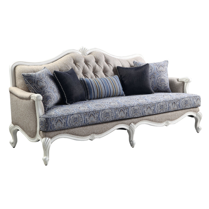 Ciddrenar Sofa with 5 Pillows in Fabric &amp; White