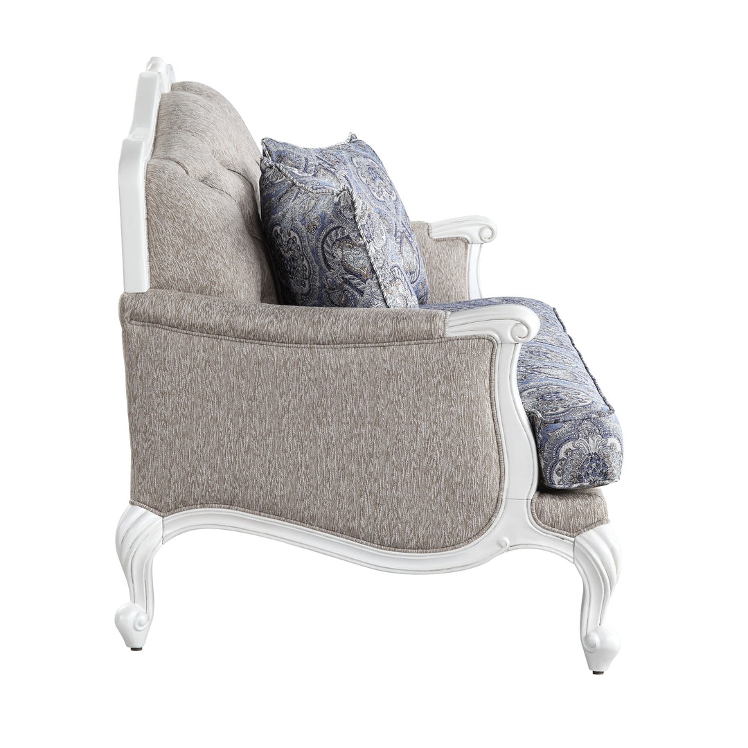 Ciddrenar Sofa with 5 Pillows in Fabric & White
