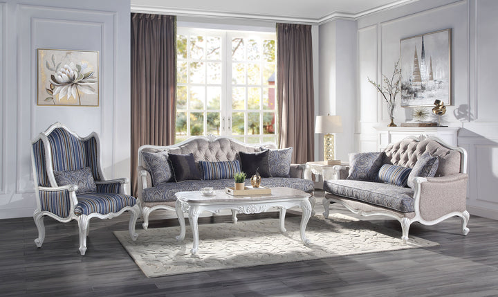 Ciddrenar Sofa with 5 Pillows in Fabric &amp; White