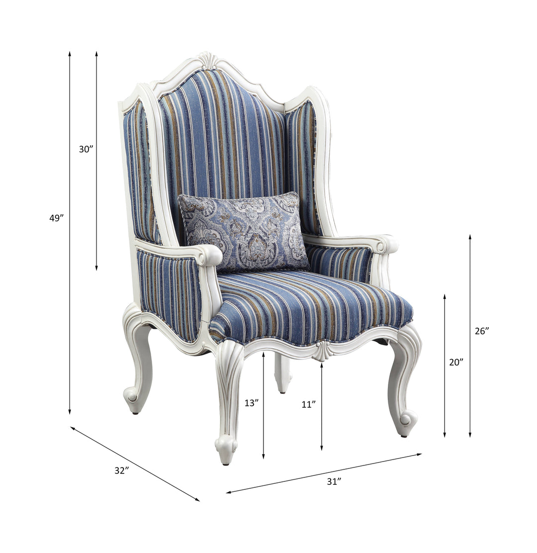 Ciddrenar Chair with Pillow in Fabric & White - line drawing