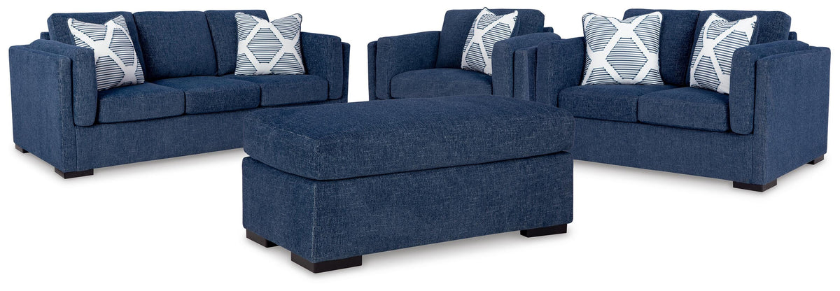 Evansley Sofa, Loveseat, Oversized Chair and Ottoman - Navy (1)