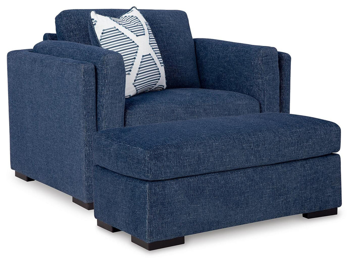 Evansley Oversized Chair and Ottoman - Navy (1)