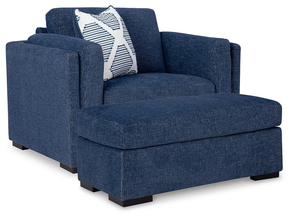 Evansley Oversized Chair and Ottoman - Navy (1)