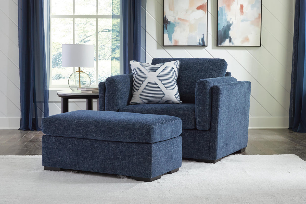 Evansley Oversized Chair and Ottoman - Navy (2)