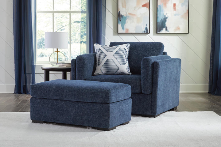 Evansley Oversized Chair and Ottoman - Navy (2)