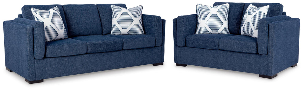 Evansley Sofa and Loveseat - Navy (1)