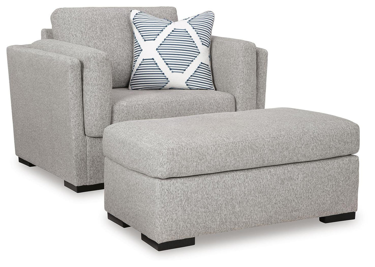 Evansley Oversized Chair and Ottoman - Pewter (2)