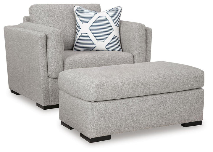 Evansley Oversized Chair and Ottoman - Pewter (2)