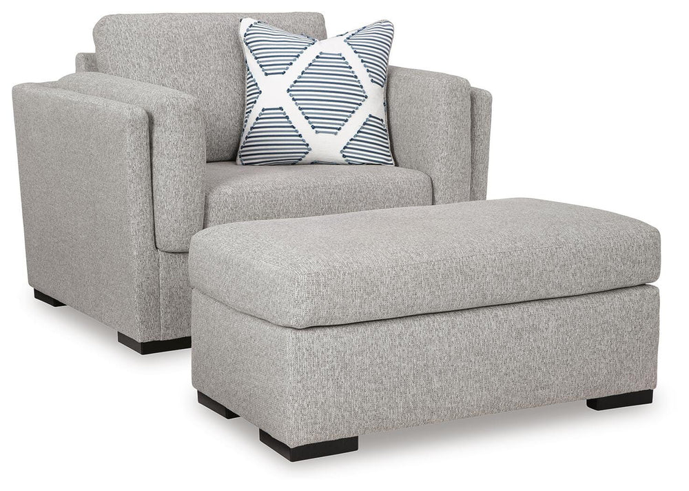 Evansley Oversized Chair and Ottoman - Pewter (2)
