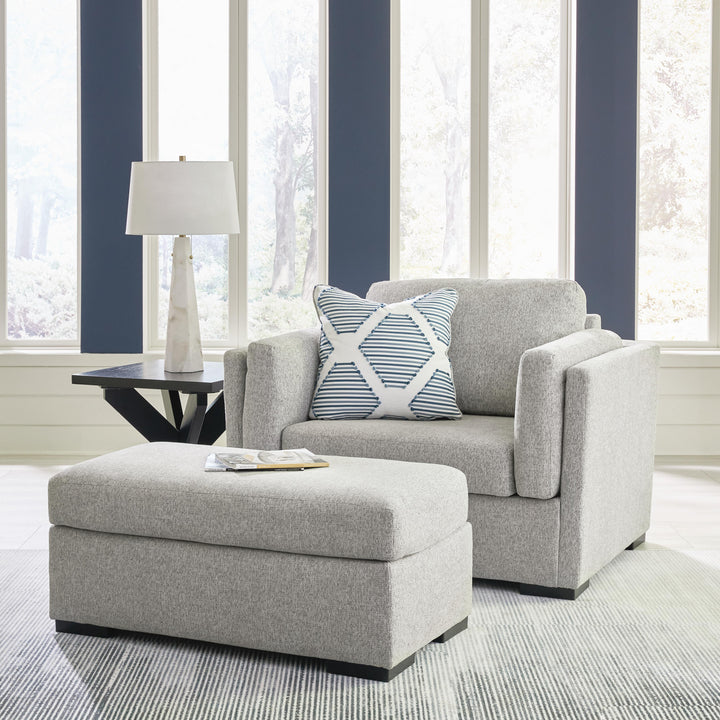 Evansley Oversized Chair and Ottoman - Pewter (1)