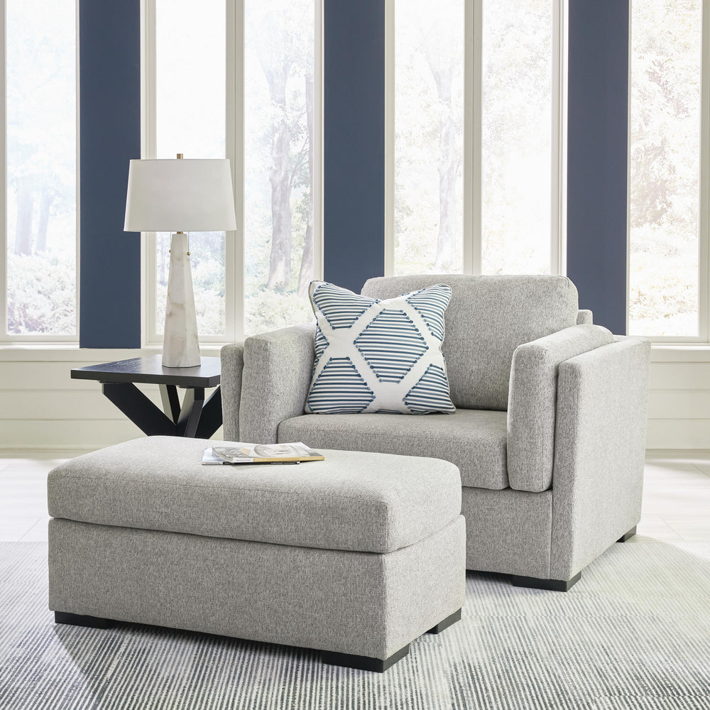 Evansley Oversized Chair and Ottoman - Pewter (1)