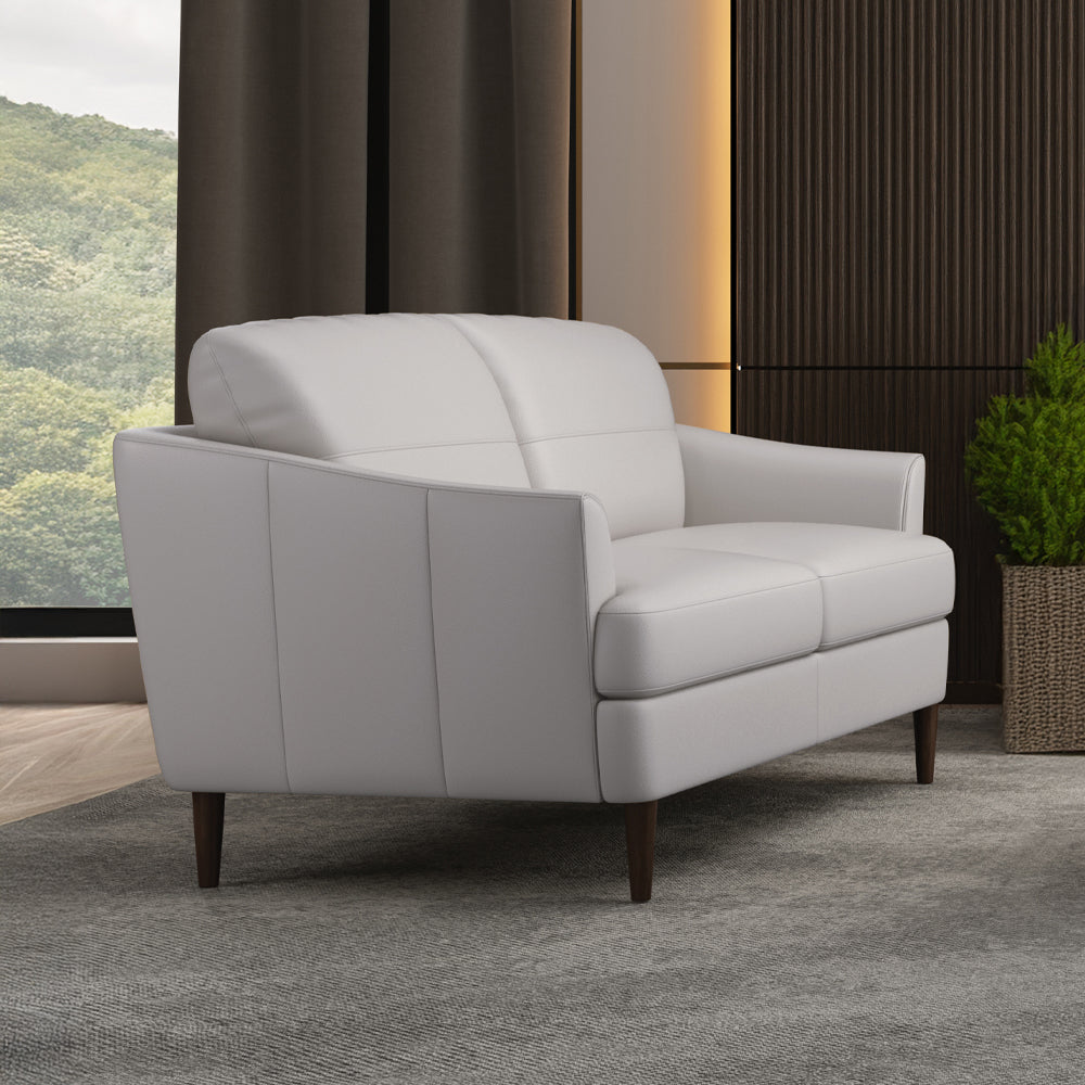 Helena Loveseat in Pearl Gray Top Grain Leather