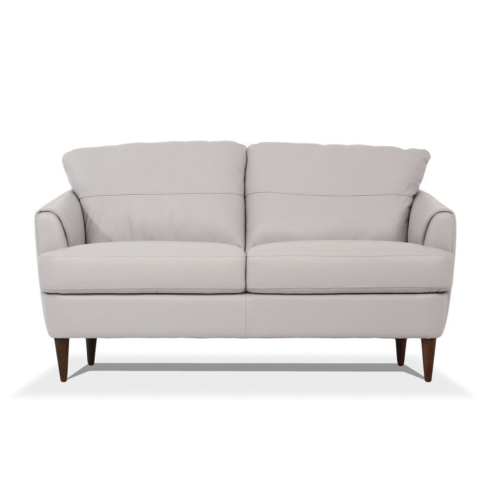 Helena Loveseat in Pearl Gray Top Grain Leather