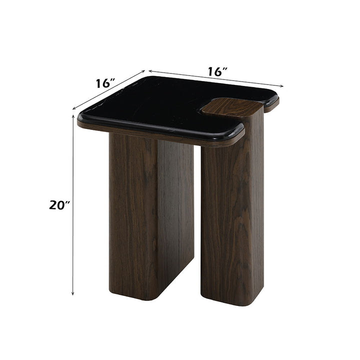 Dana - End Table With Marble Top - Natural / Dark Walnut