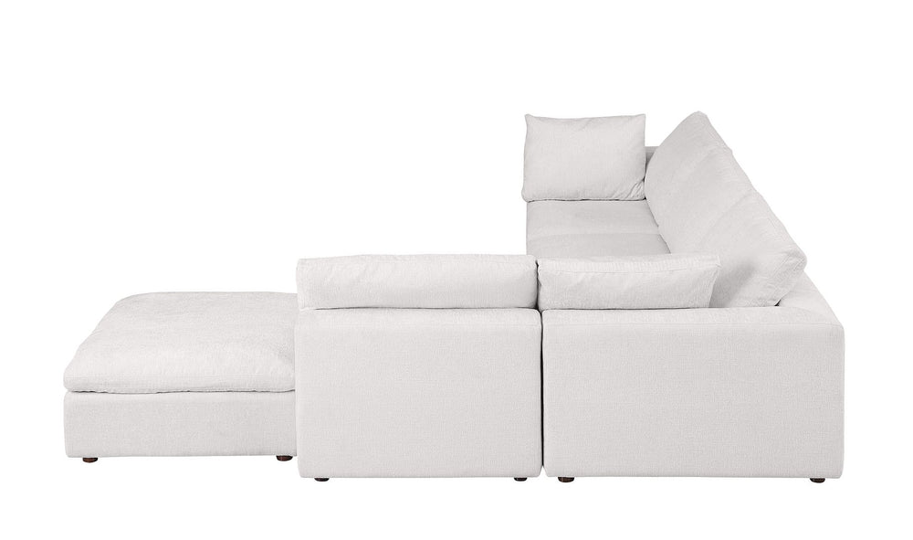 DivanItalia 1100 5-Piece Right Arm Facing 3-Seat Sectional – Top-Grain Italian Leather - Pearl
