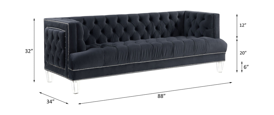 Ansario - Sofa - Charcoal Velvet