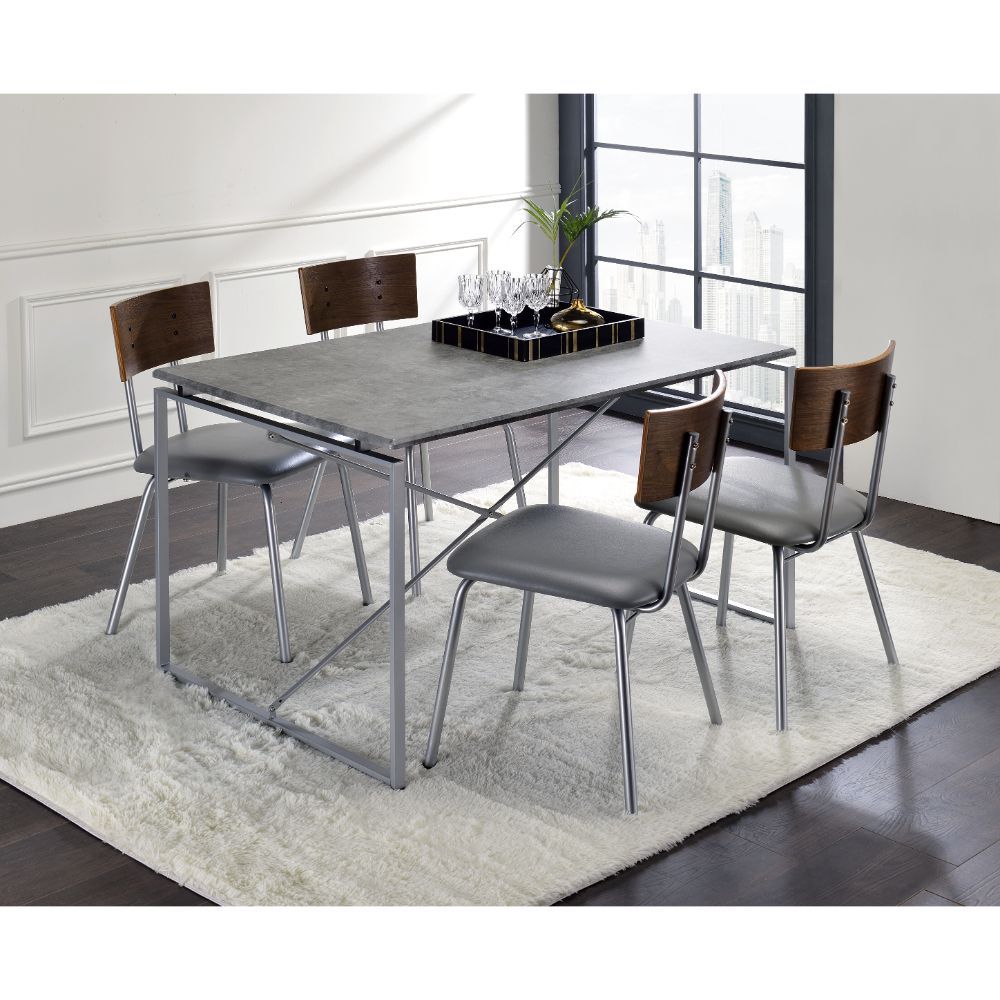Jurgen - Dining Table - Faux Concrete & Silver