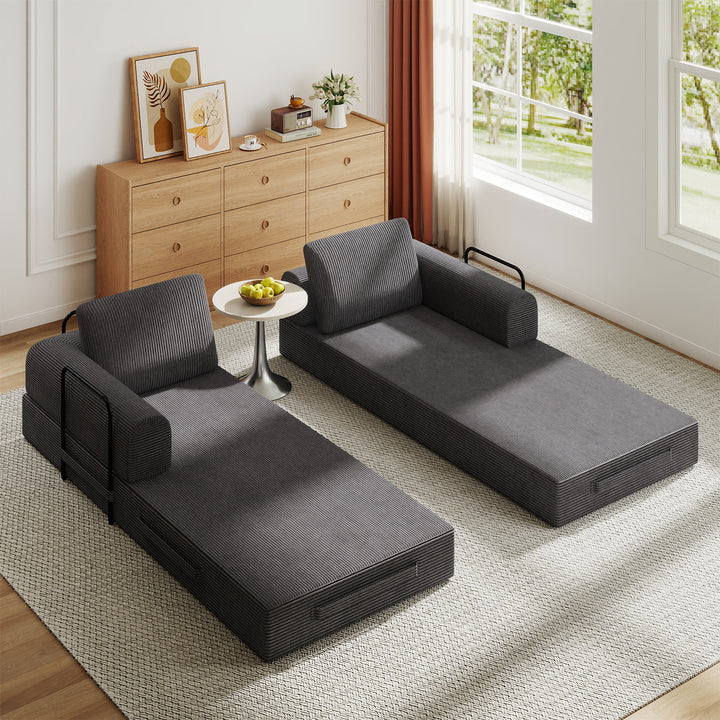 corduroy-convertible-sleeper-sofa-bed-with-pillow-dark-gray