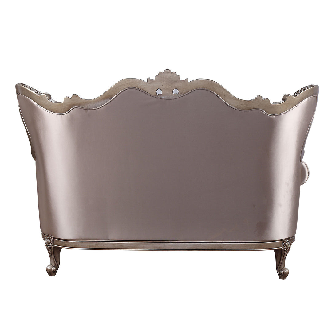 Jayceon Loveseat with 2 Pillows in Fabric & Champagne
