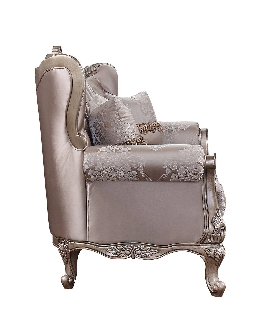 Jayceon Loveseat with 2 Pillows in Fabric & Champagne