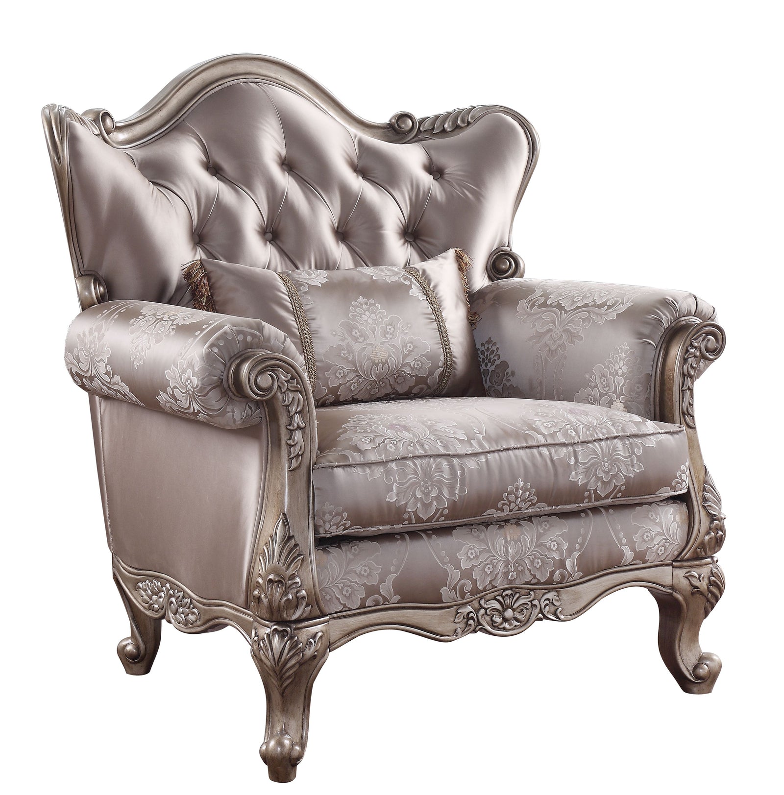 Jayceon Chair with Pillow in Fabric & Champagne