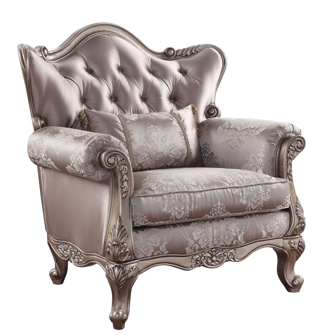 Jayceon Chair with Pillow in Fabric & Champagne