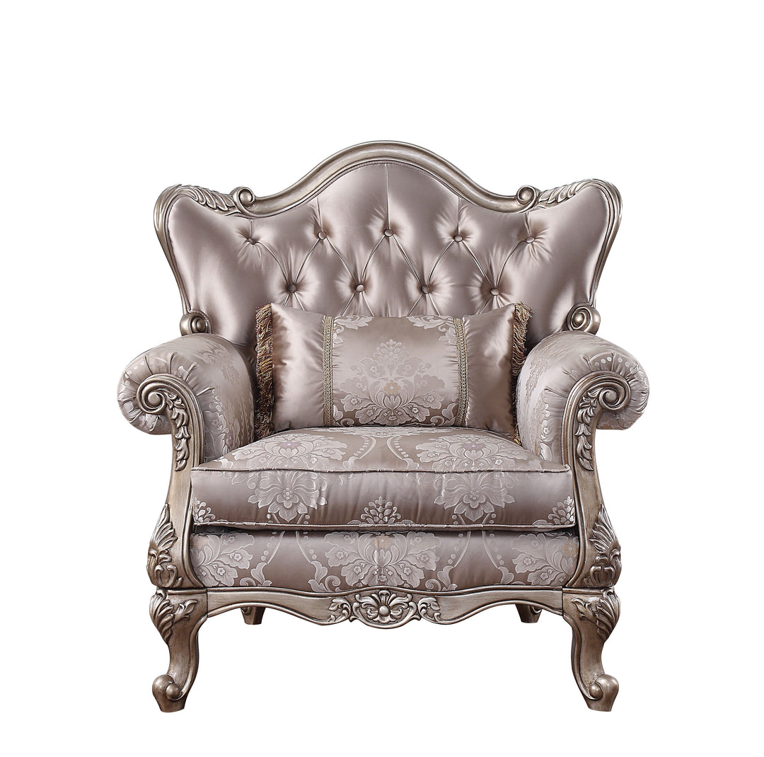 Jayceon Chair with Pillow in Fabric & Champagne