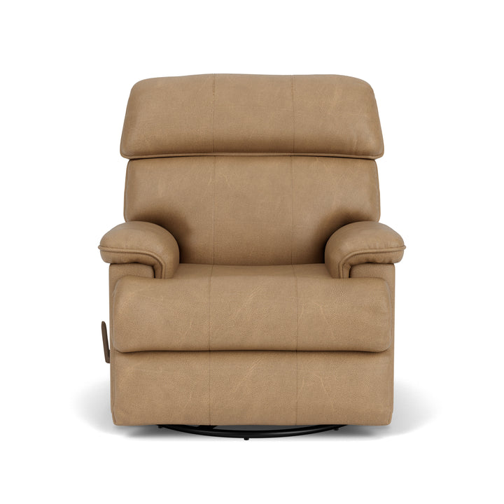 Geneva Leather Swivel Gliding Recliner Light Brown