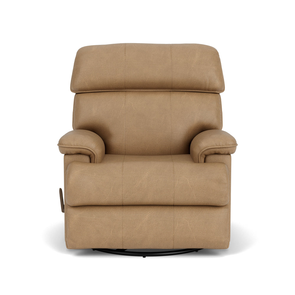 Geneva Leather Swivel Gliding Recliner Light Brown