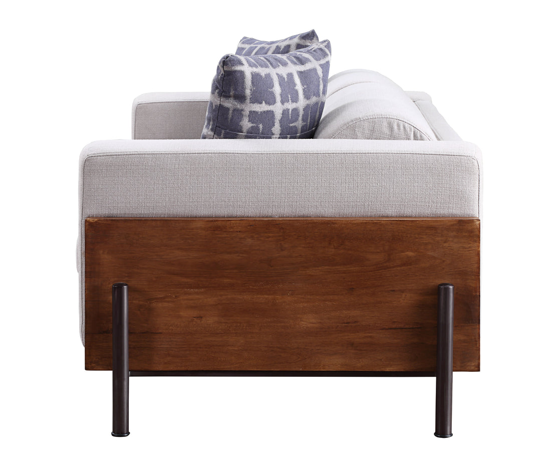 Pelton Loveseat with 2 Pillows in Fabric & Walnut