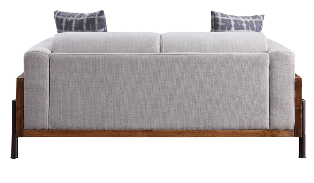 Pelton Loveseat with 2 Pillows in Fabric & Walnut