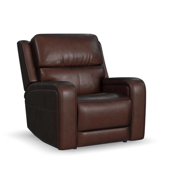 Oasis Leather Power Recliner with Power Headrest, Lumbar, Heat &amp; Massage in Truffle