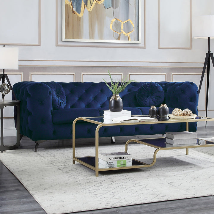 Atronia Sofa in Blue Velvet