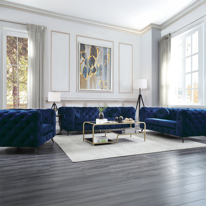 Atronia Sofa in Blue Velvet - lifestyle
