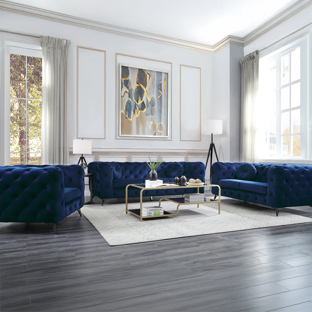Atronia Sofa in Blue Velvet - lifestyle