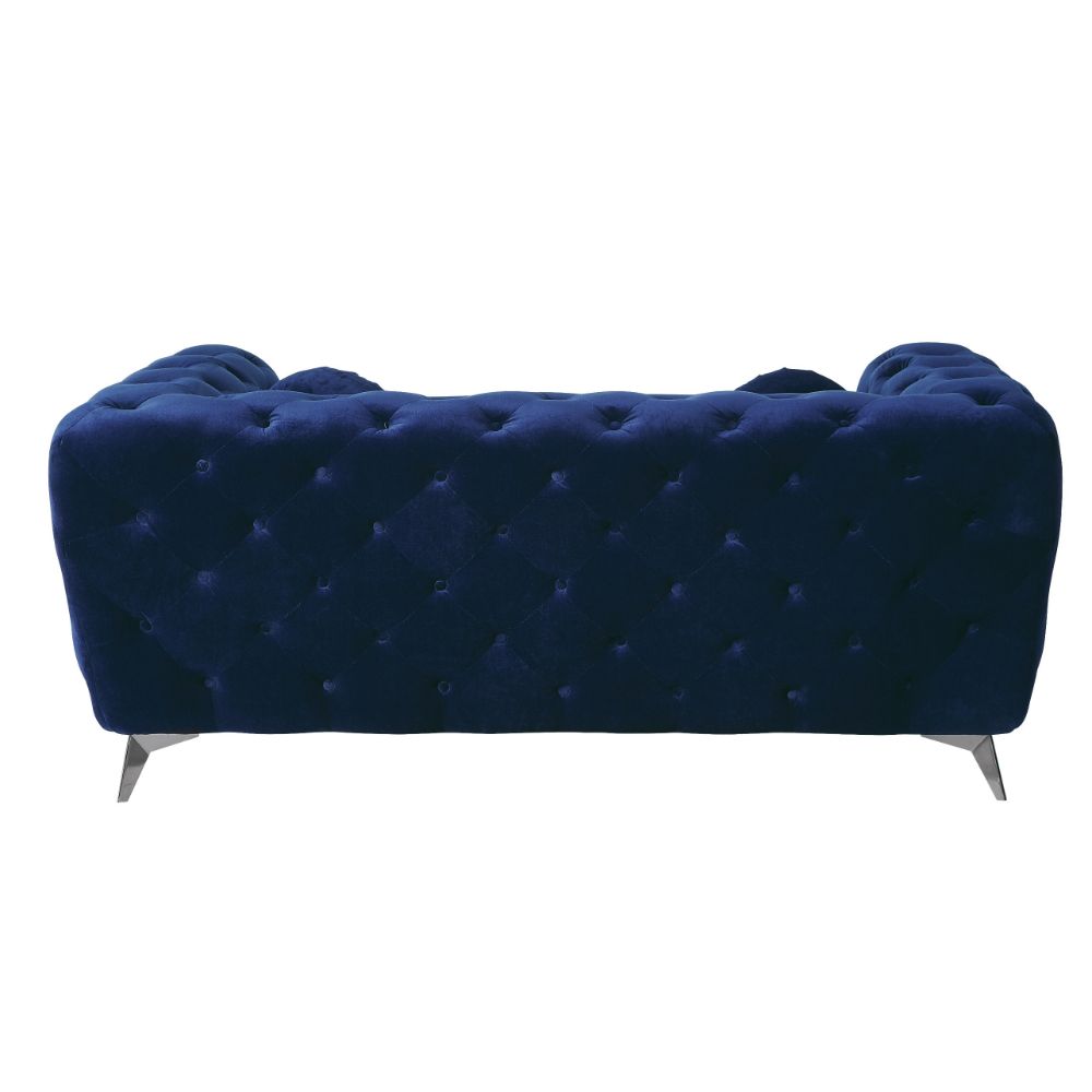 Atronia Loveseat in Blue Velvet