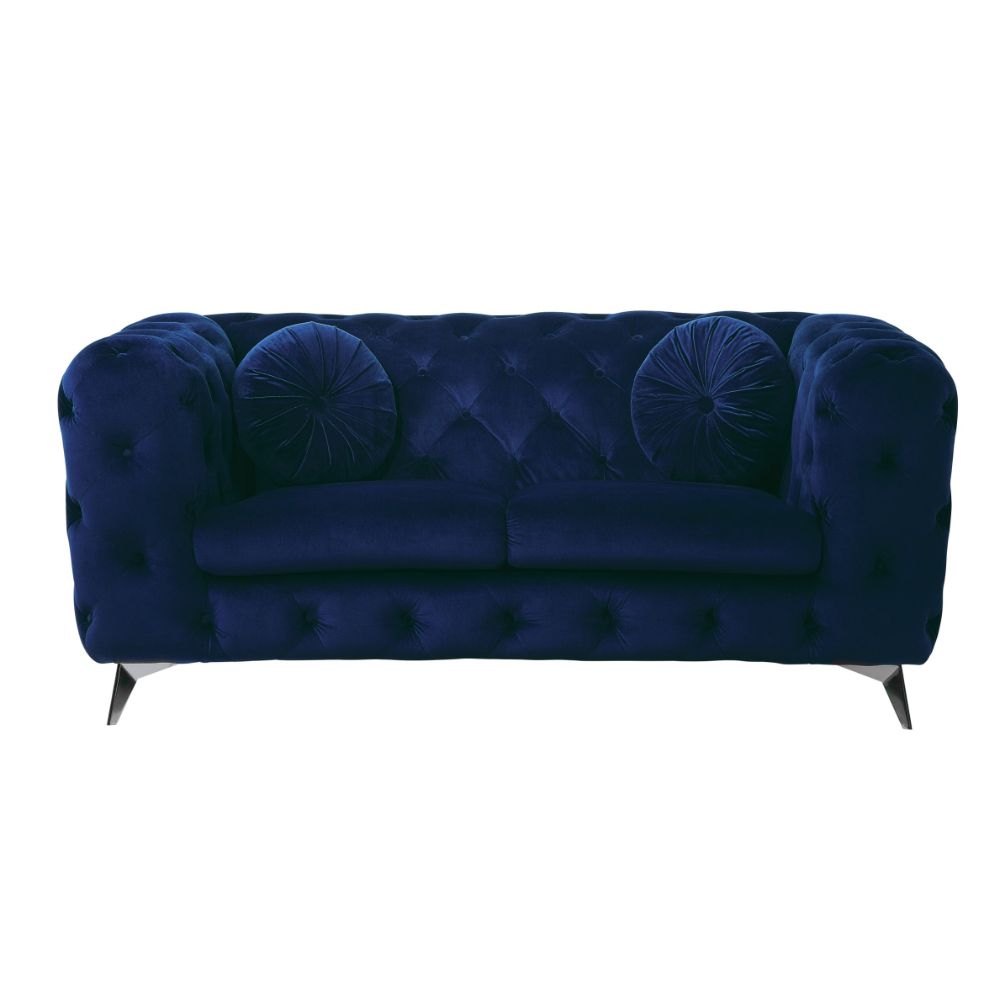 Atronia Loveseat in Blue Velvet