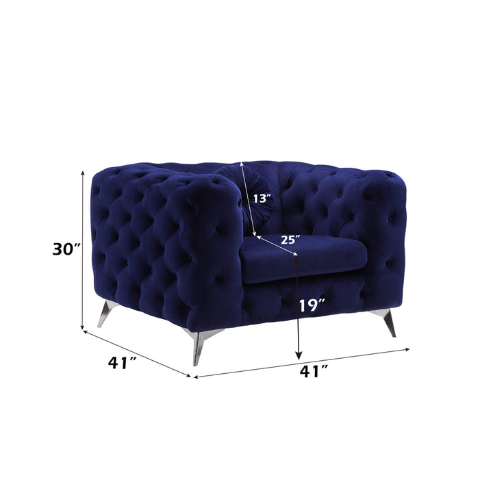 Atronia Chair in Blue Velvet - dimensions