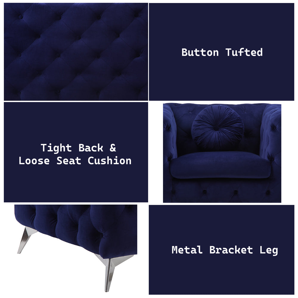 Atronia Chair in Blue Velvet - features