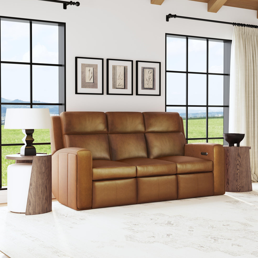 Flexsteel 1596-62PH-70572 Wyatt  Power Reclining Sofa With Power Headrests & Lumbar  Light Brown