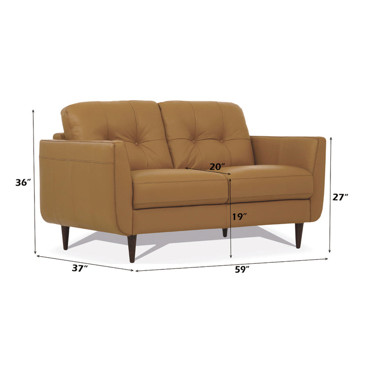 Radwan Loveseat in Camel Top Grain Leather - dimensions